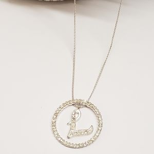 Gorgeous Crystal Sparkling Initial L Floating Pendant Necklace
